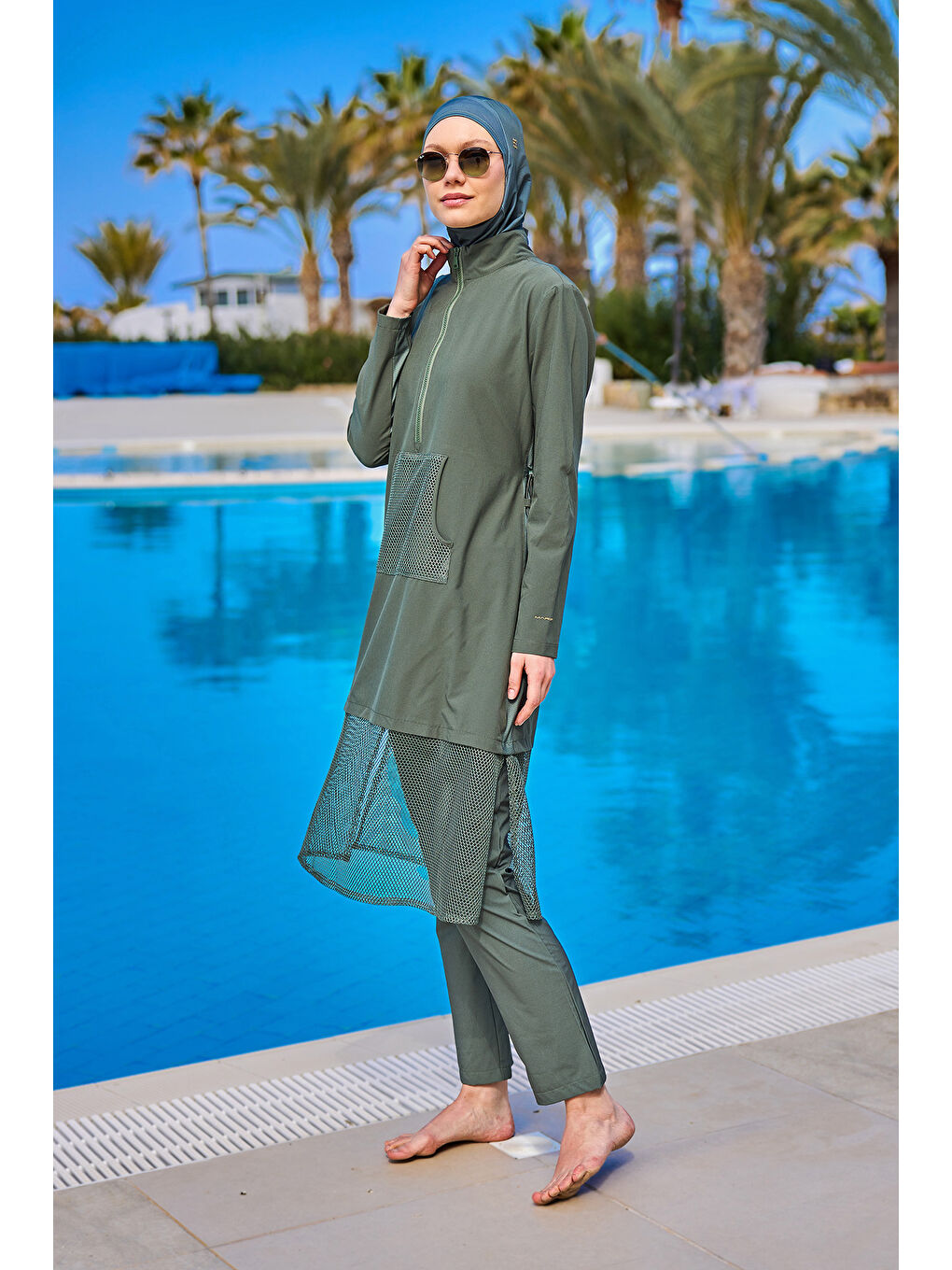 Tam Kapalı Tesettür Mayo M2508-3 Haki-2