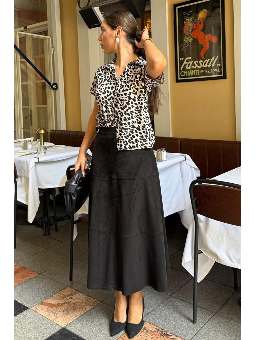 Siyah Süet Uzun Etek Mg2549-5