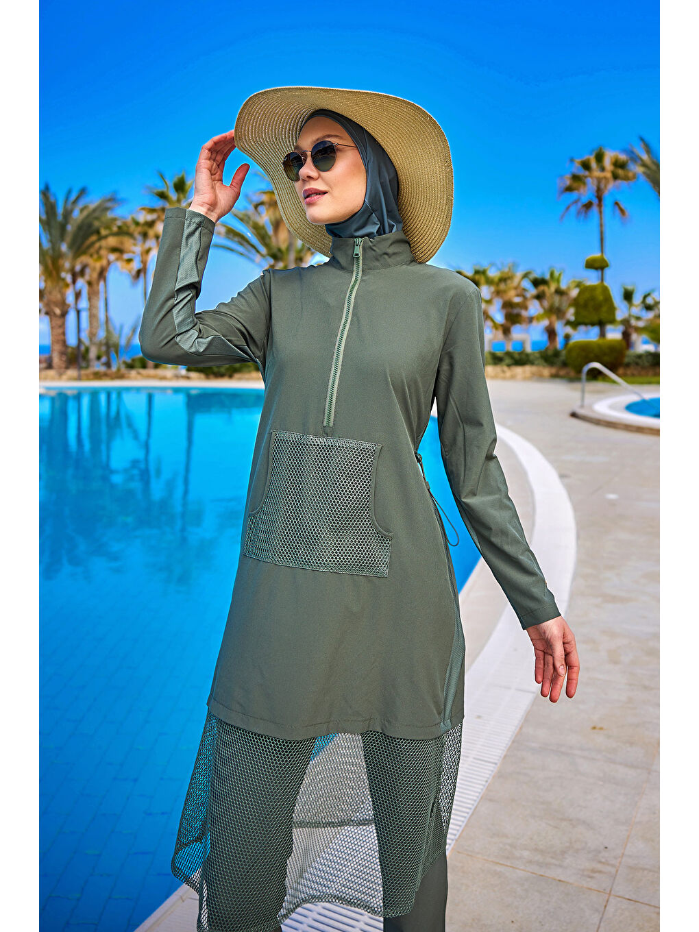 Tam Kapalı Tesettür Mayo M2508-3 Haki-3