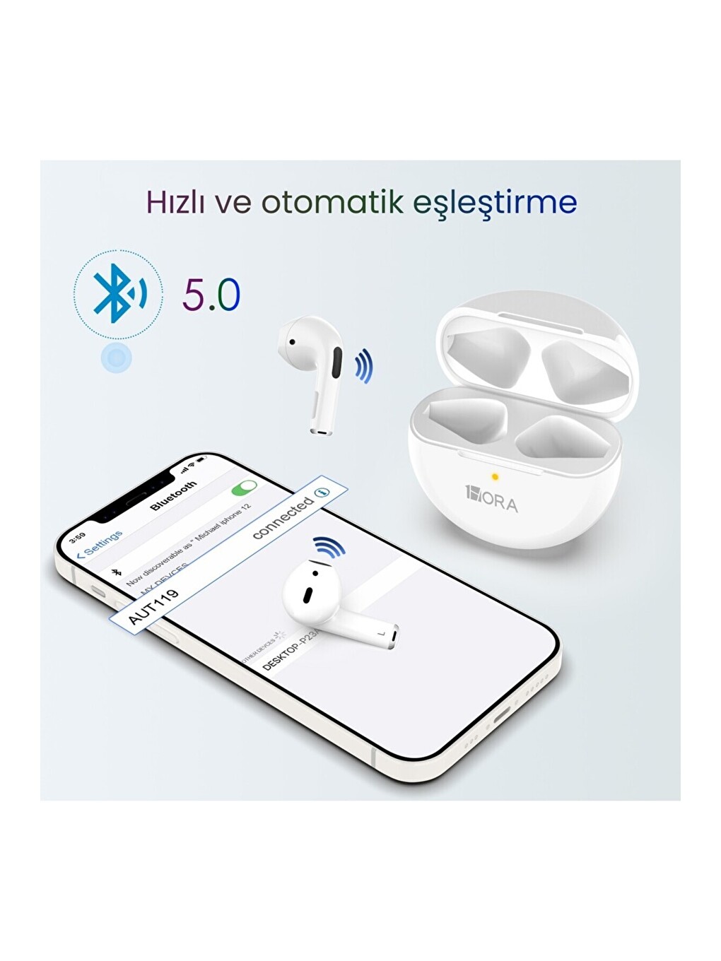 AUT119 Tws Bluetooth Kulaklık LTW-006 Kablosuz - Ios ve Android Uyumlu - Şarj Kutulu-1