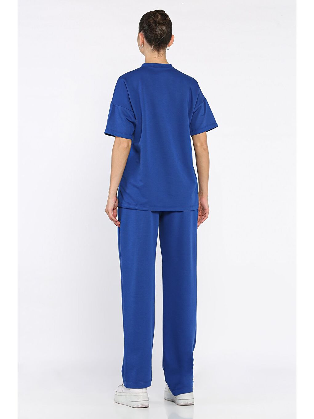 Mavi Kadın Kalp Nakışlı Bisiklet Yaka Tişört Pantolon İkili Takım-2