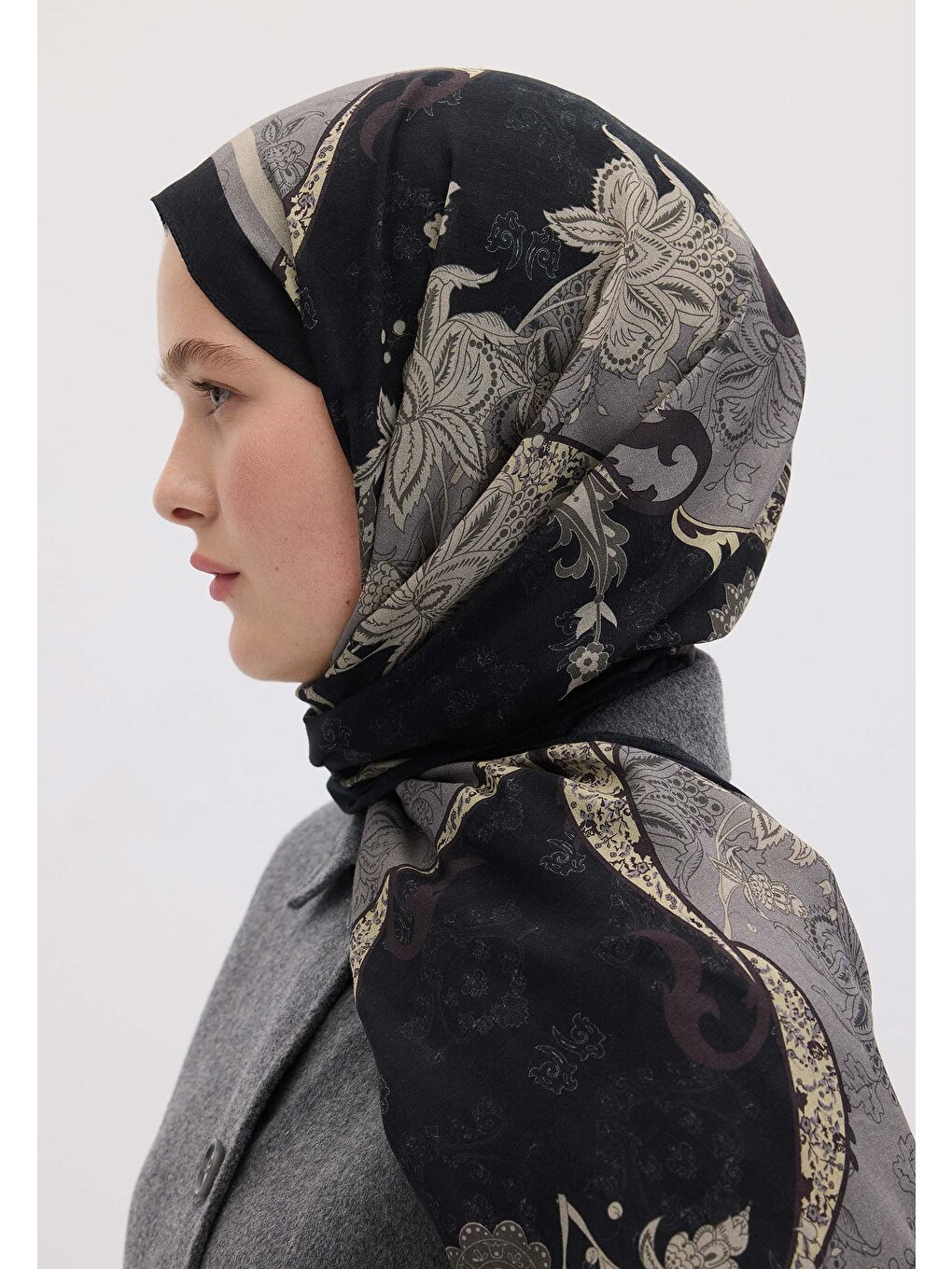 Sıenna Desen Şal Metalik Gri-3