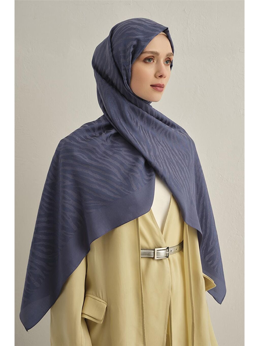 Mavi Pamora Zebra Desen Şal 1 26-2