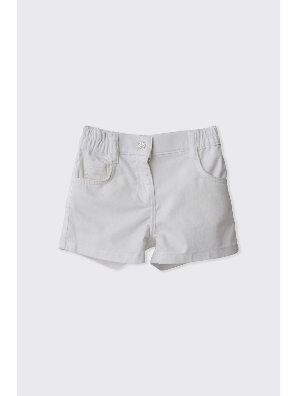 Kız Bebek Lastikli Beyaz Şort