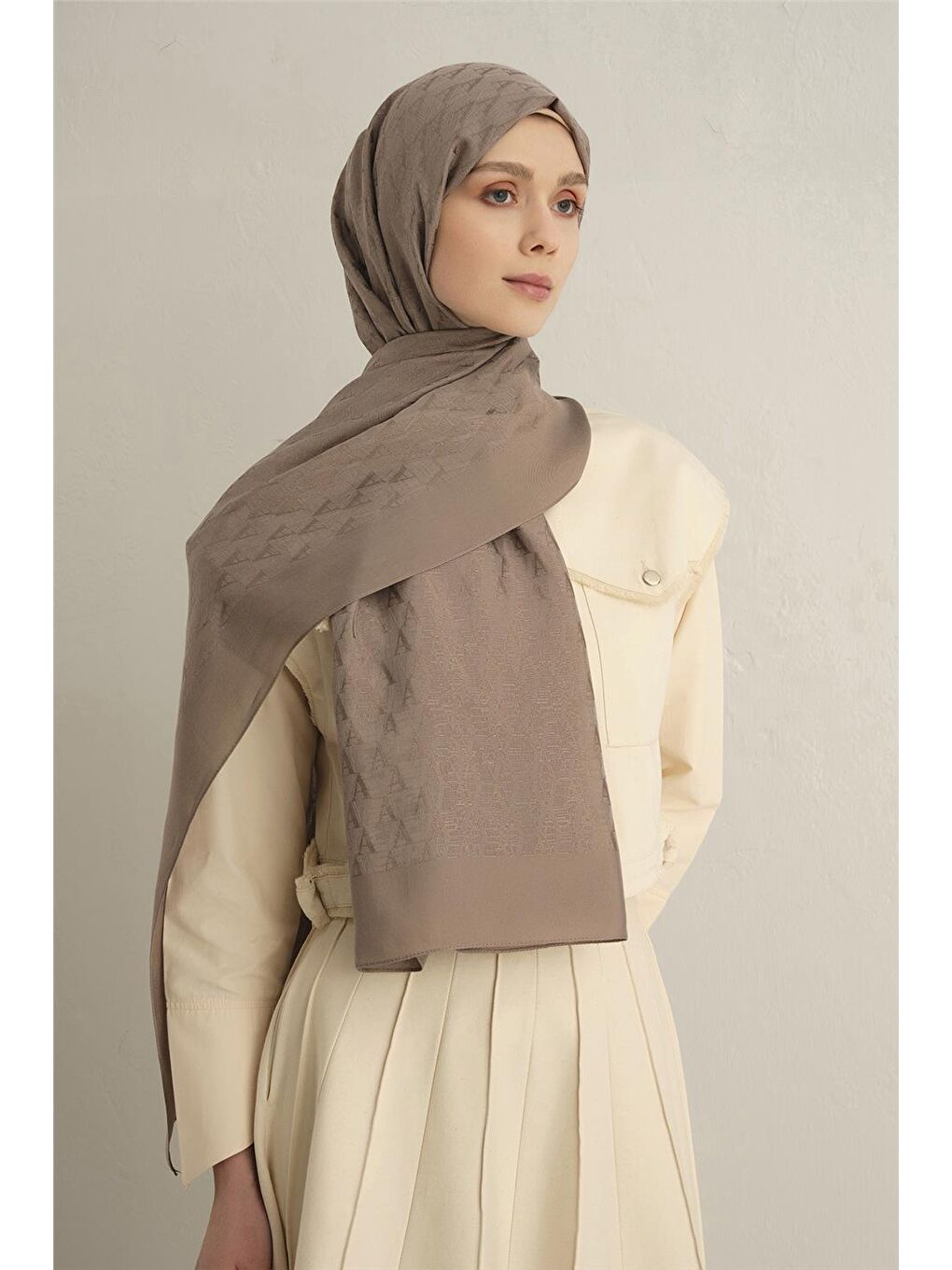 Bej Pamora Aa Monogram Şal 3 07-1