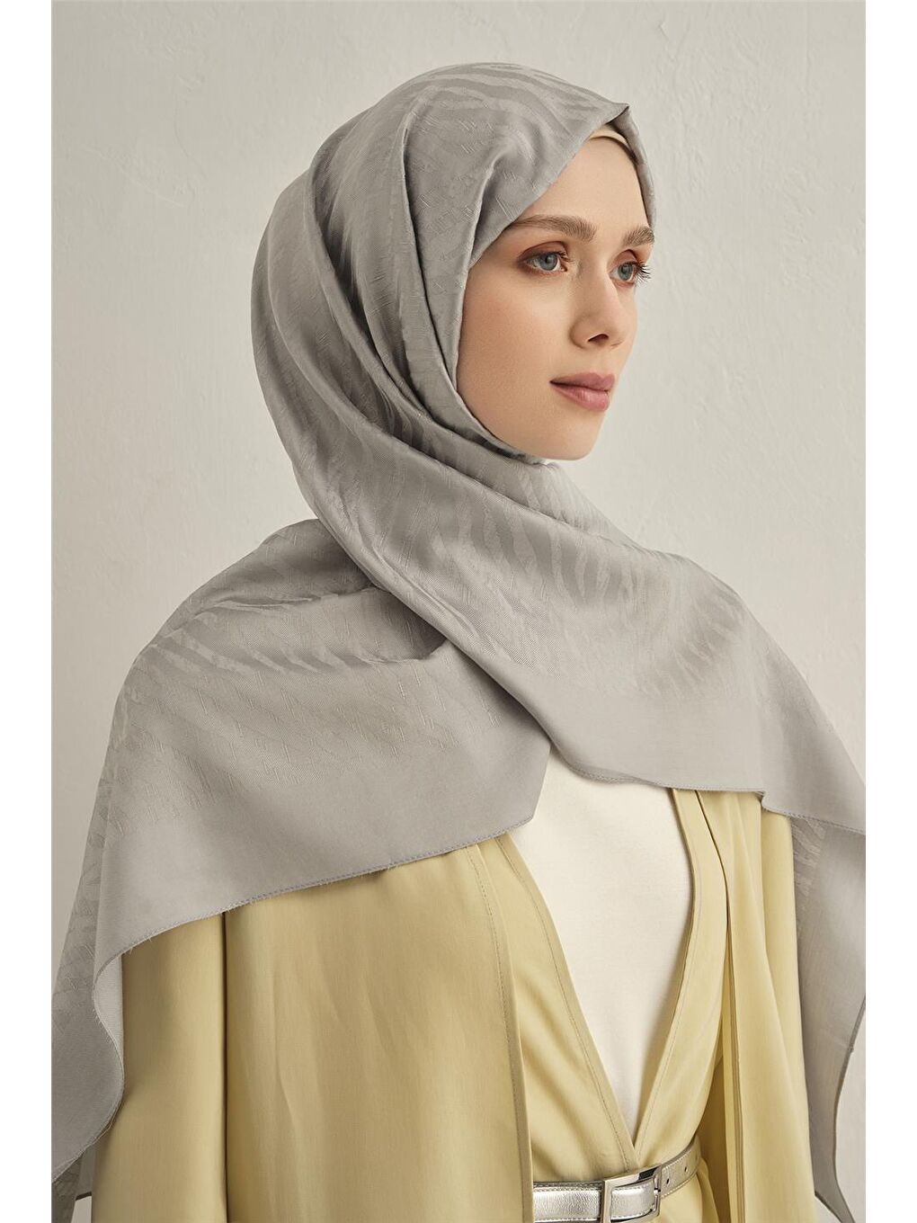 Gri Pamora Zebra Desen Şal 1 20-3