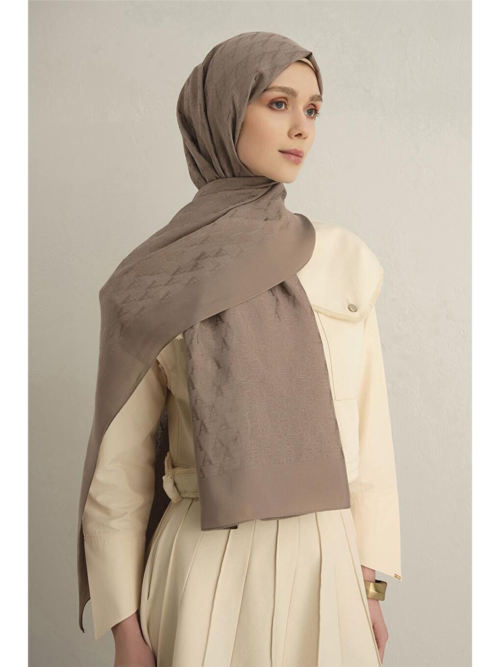 Bej Pamora Aa Monogram Şal 3 07-2