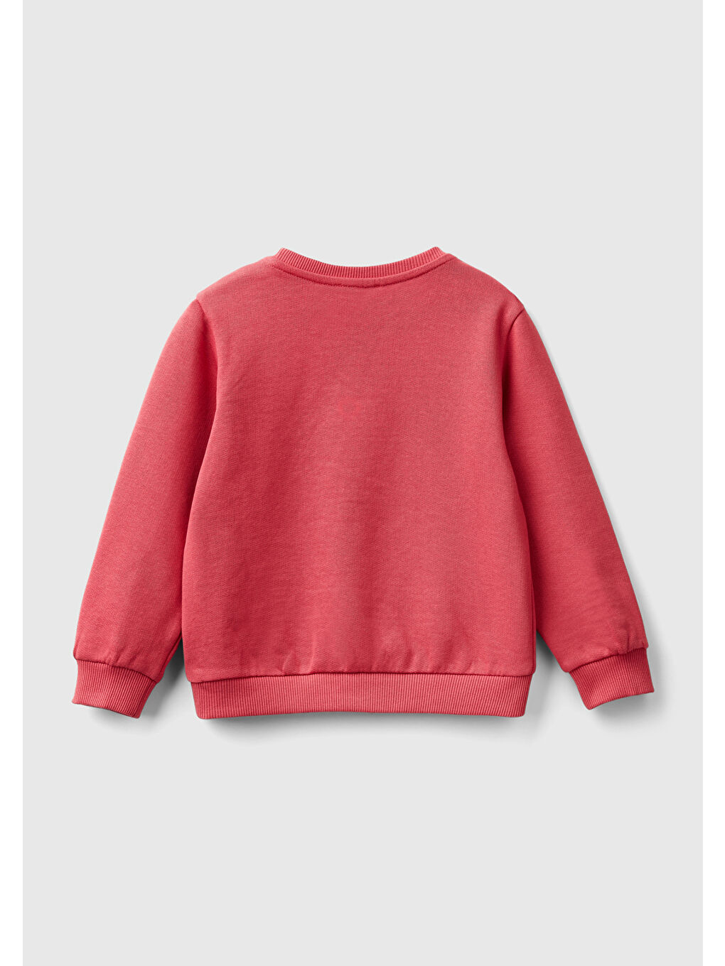 United Colors Of Benetton Pembe Kız Çocuk Gül Kurusu Önü İşlemeli Ribana Detaylı Normal Kesim Bisiklet Yaka Sweatshirt - 1