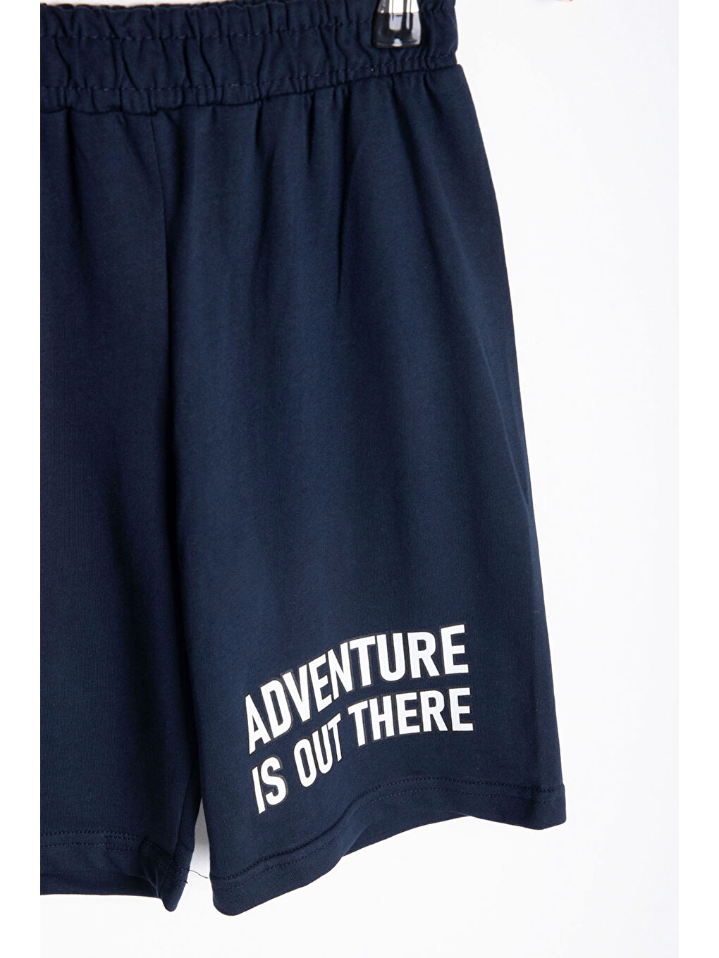 Ekru Krem Yaprak Baskılı Bisiklet Yaka Erkek Çocuk 2li Şortlu Takım 21058-2