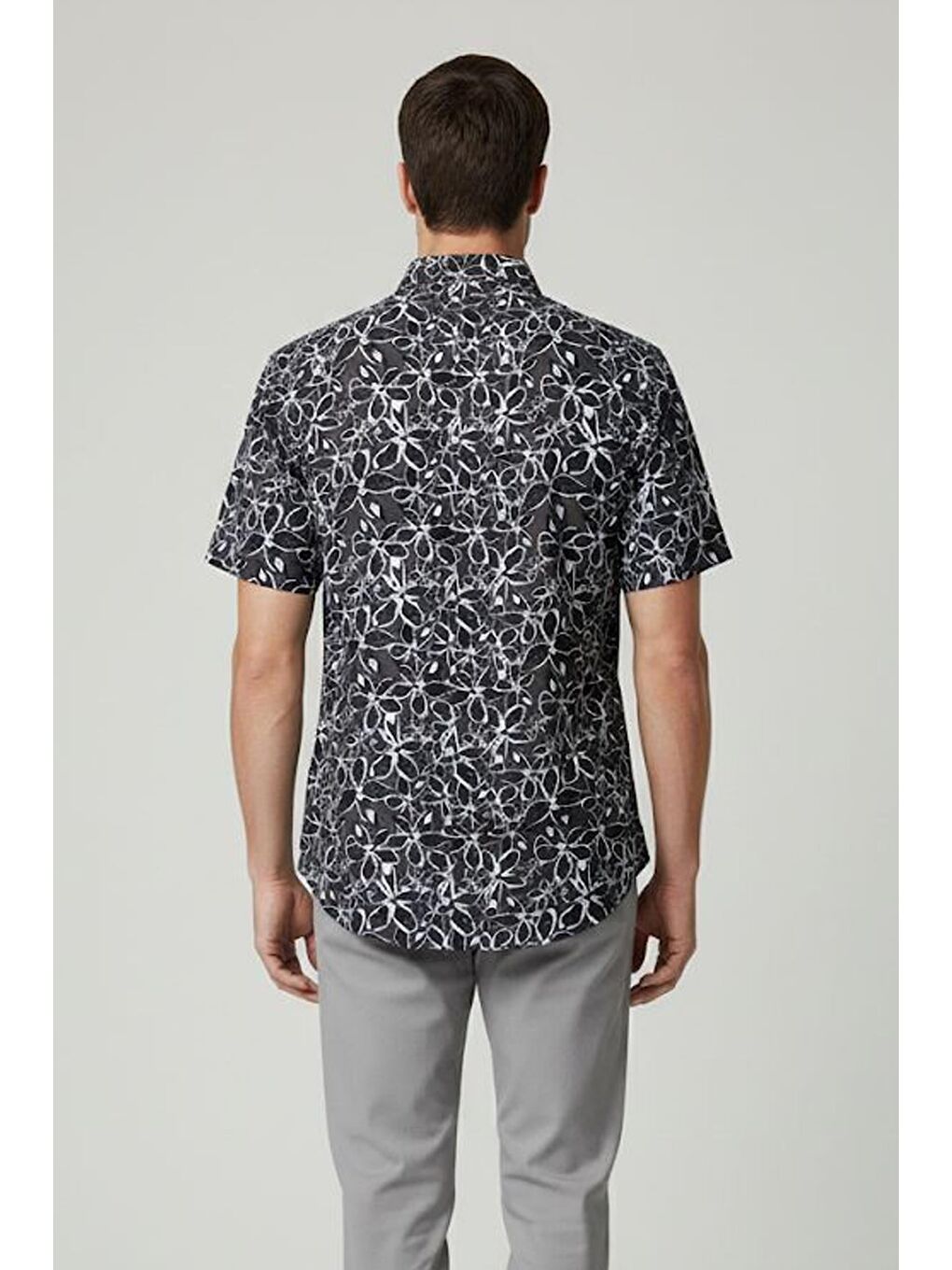 Giotelli Haki Desenli %98 Pamuk Kısa Kol Klasik Yaka Erkek Gömlek-1