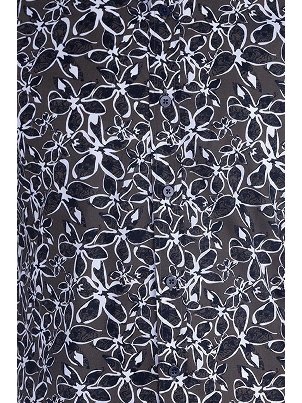 Giotelli Haki Desenli %98 Pamuk Kısa Kol Klasik Yaka Erkek Gömlek-2