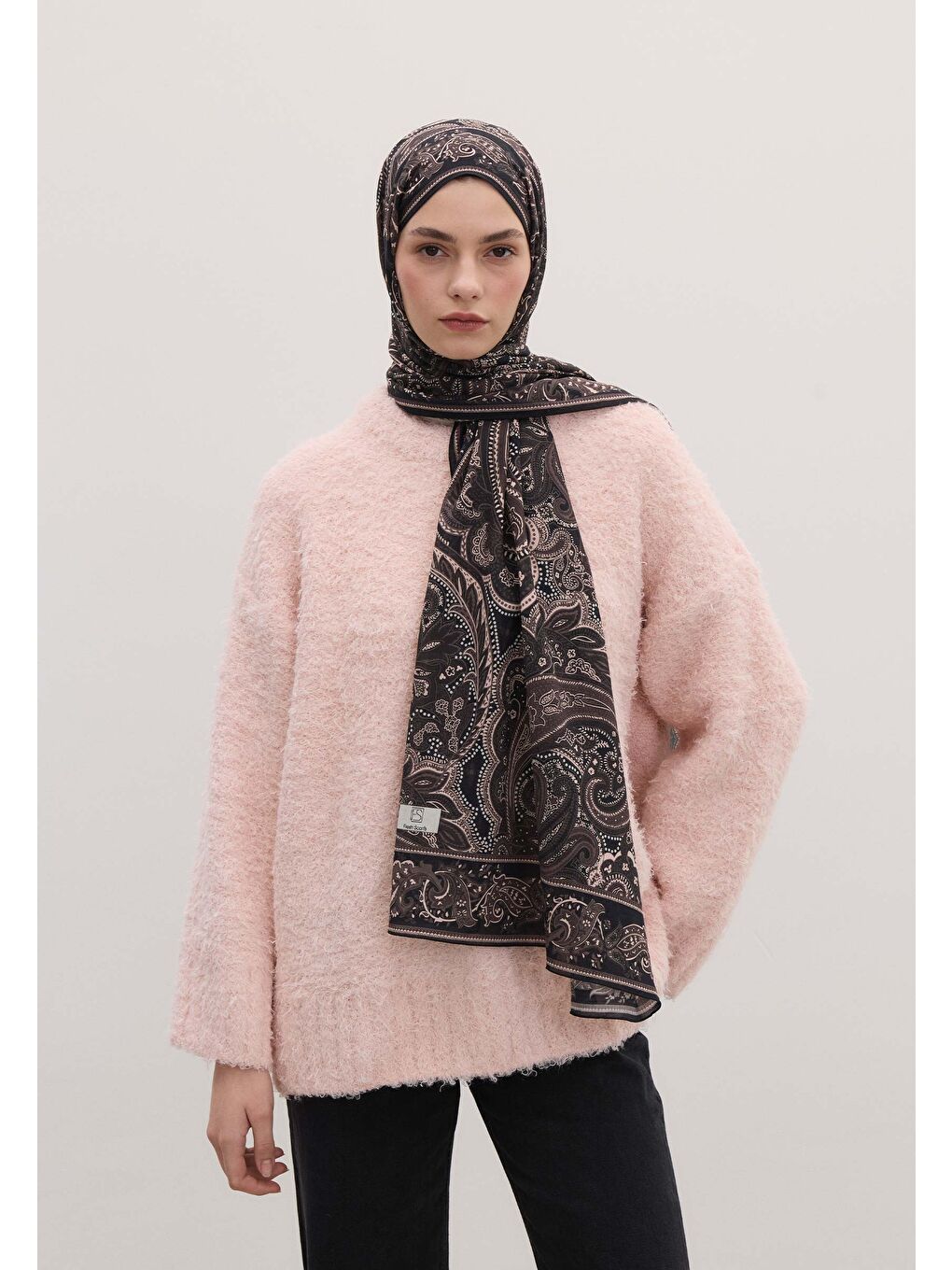 Kahverengi Dark Vıntage Desen Şal Kakao-2