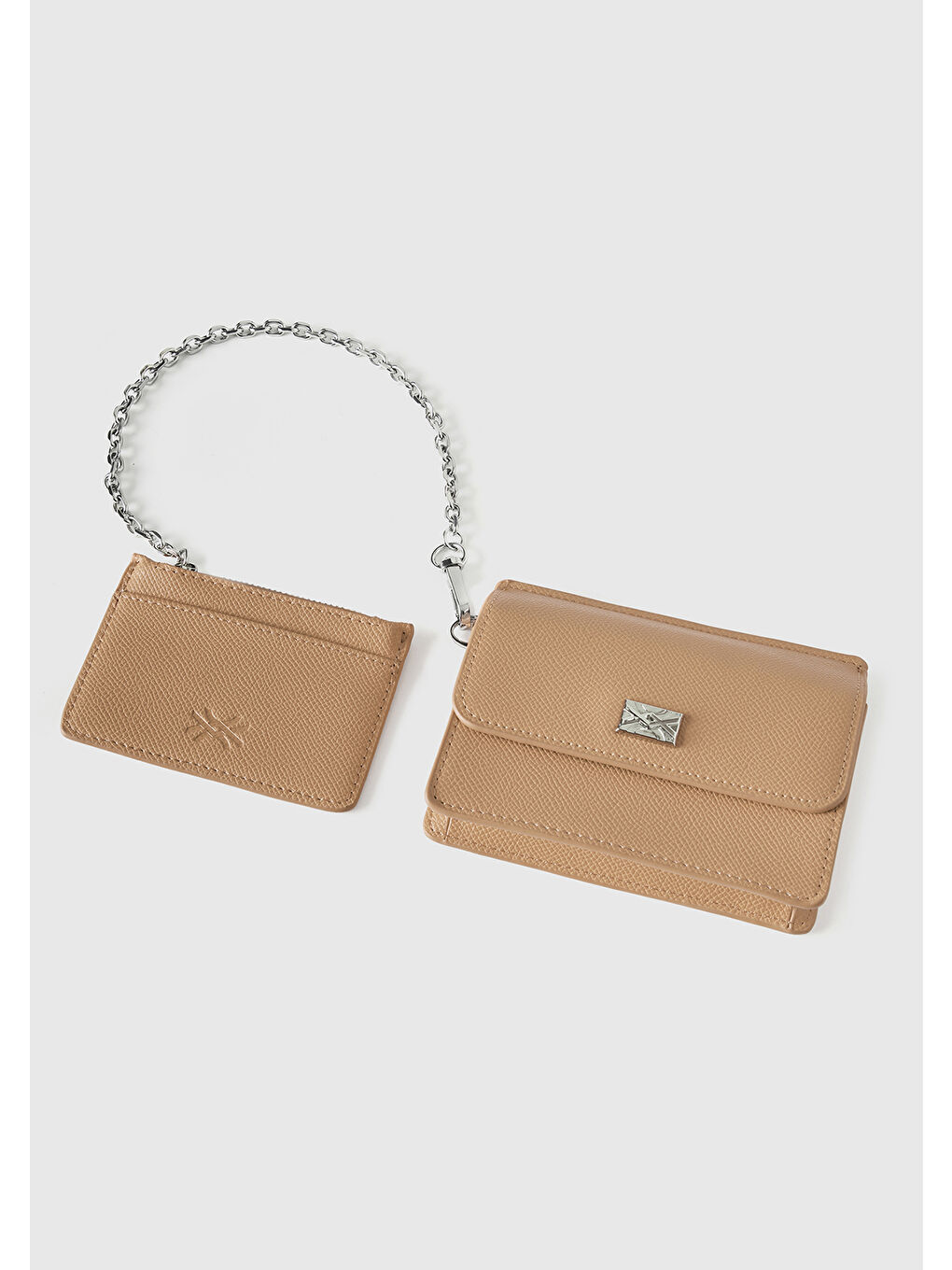 Kadın Bej Yarım Logo Baskılı Kartlıklı Deri Görünümlü  Mini Cüzdan-2