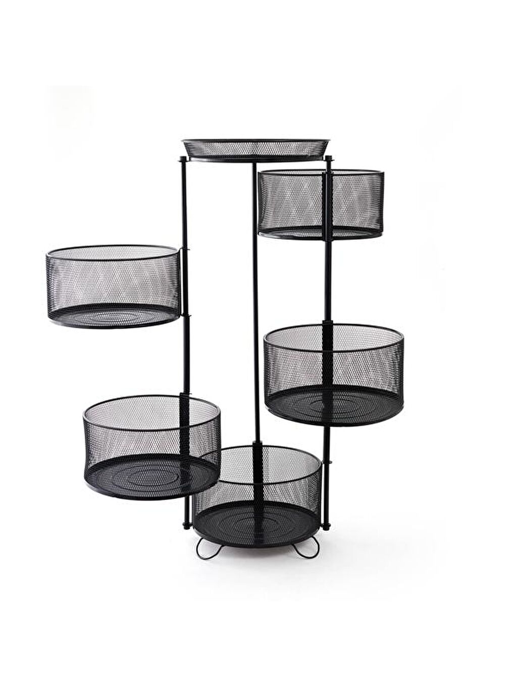5 Katlı Metal Sebze ve Meyvelik - Siyah-1