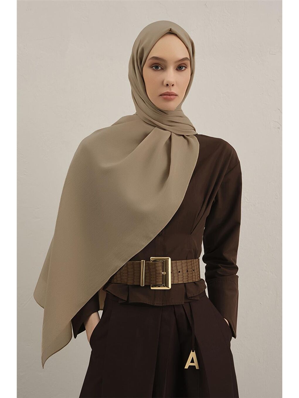 Bej Bordürlü Lyocell Şal 04