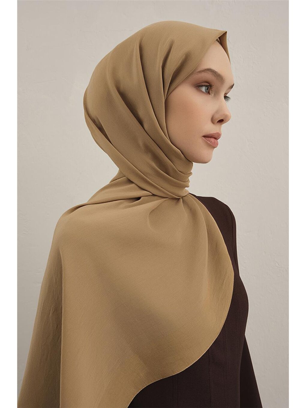 Kahverengi Bordürlü Lyocell Şal 70-3