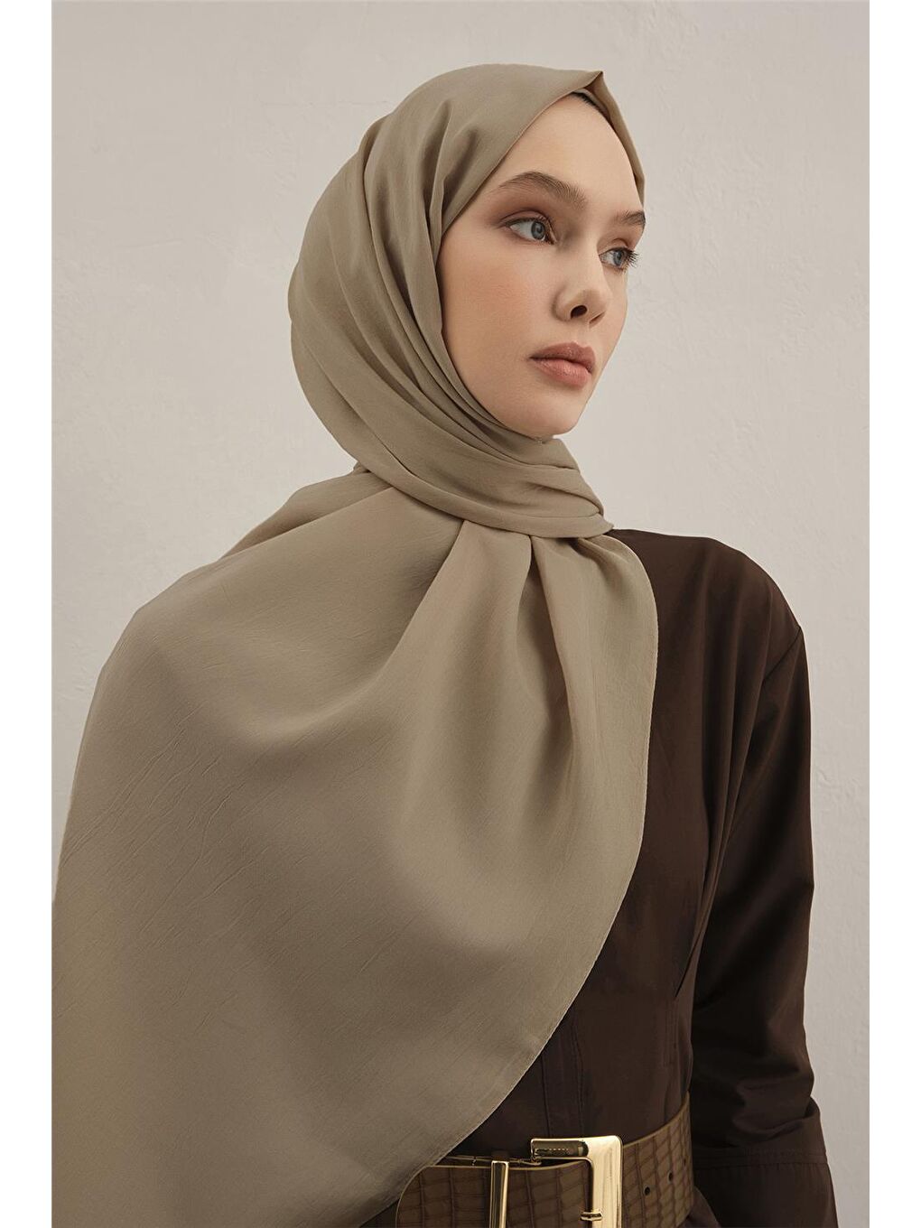 Bej Bordürlü Lyocell Şal 04-3