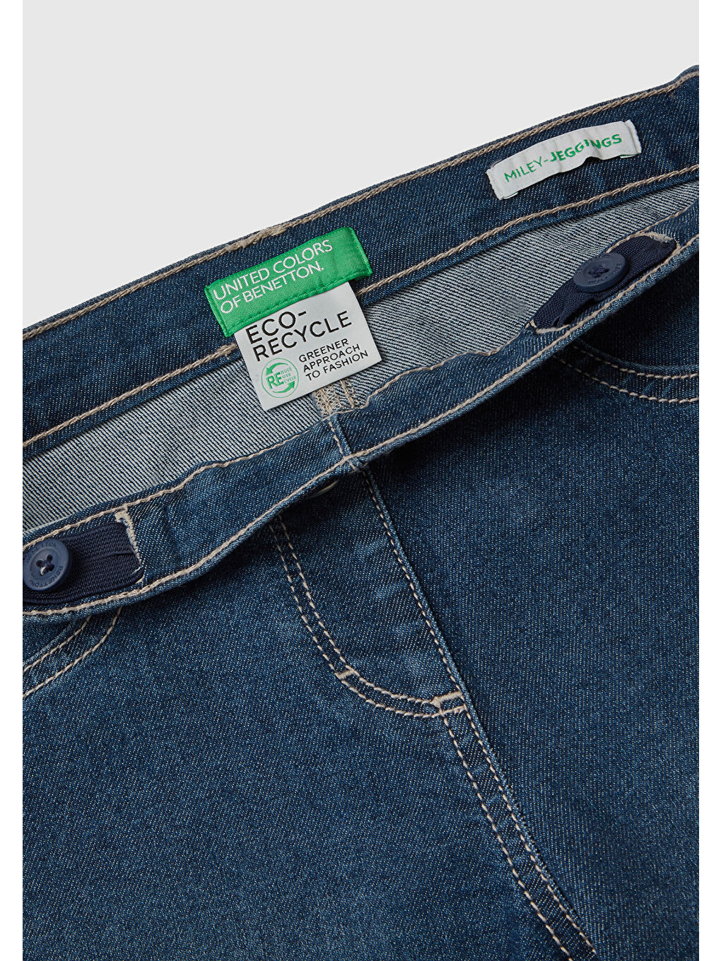 United Colors Of Benetton Kız Çocuk Lacivert Arkası Logo İşlemeli İç Lastikli Streç Denim Pantolon - 2