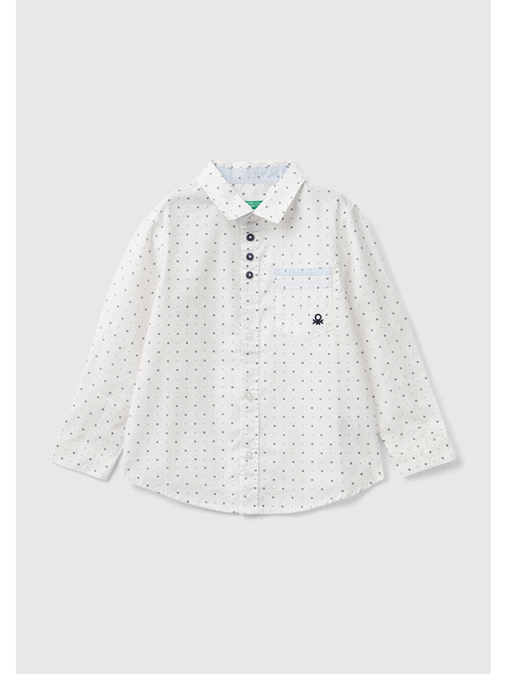 Erkek Çocuk Beyaz Önü Logo İşlemeli Desenli Yama Cepli Armürlü Gömlek