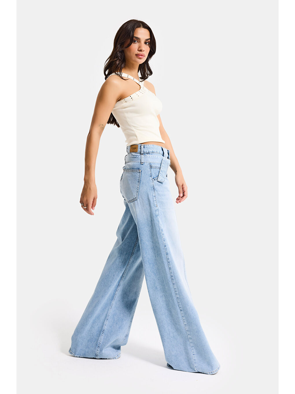 Mavi Kadın Jean Rengi 4s6-32 Straight Fit Kemer Detaylı Özel Tasarım Denim Jean-2