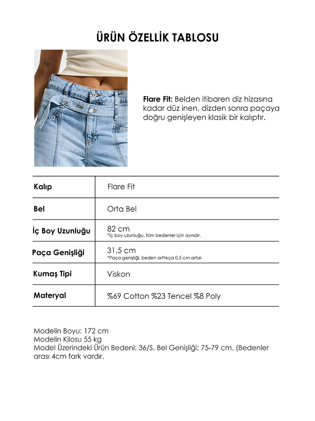 Mavi Kadın Jean Rengi 4s6-32 Straight Fit Kemer Detaylı Özel Tasarım Denim Jean-4