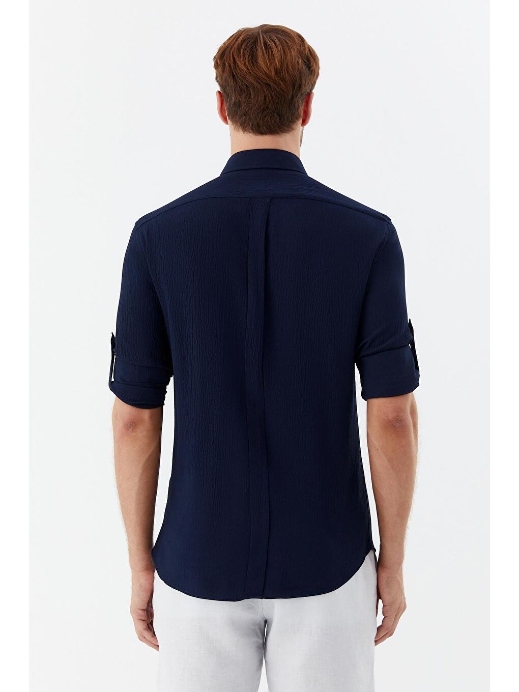 Erkek Lacivert Düğmeli Yaka Gömlek – Uzun Kollu-4