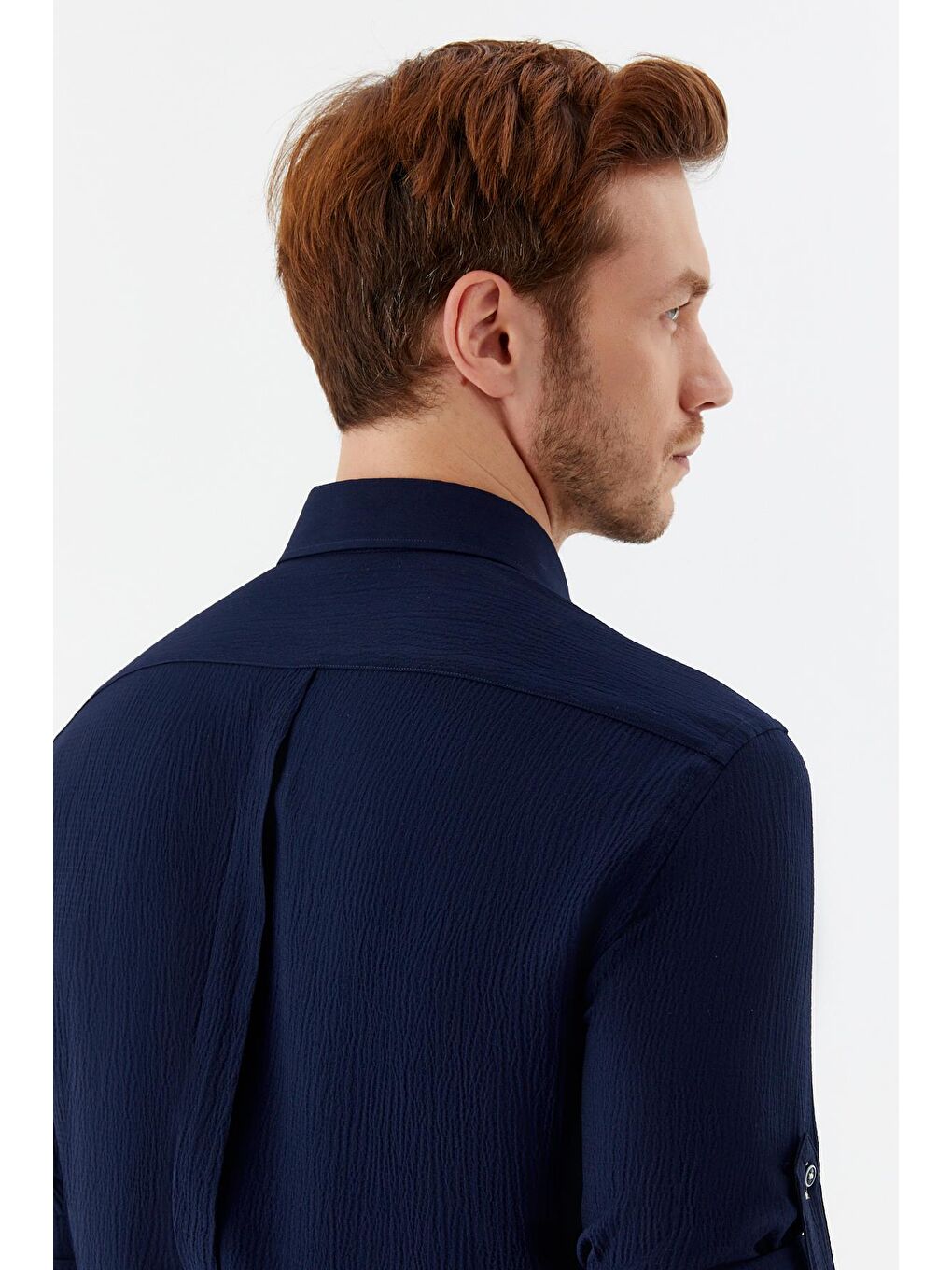 Erkek Lacivert Düğmeli Yaka Gömlek – Uzun Kollu-5