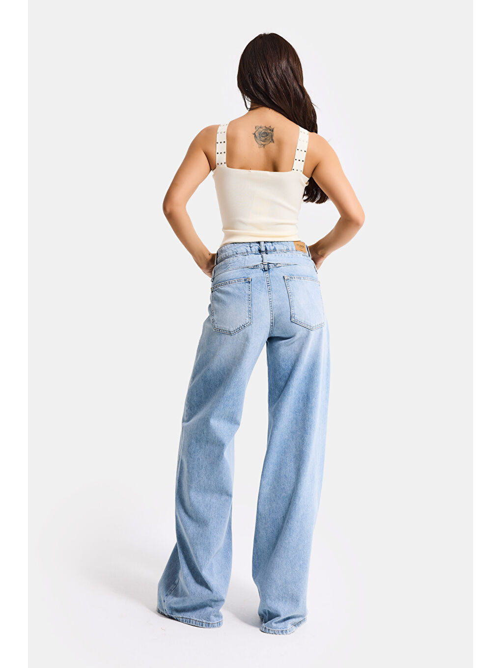 Mavi Kadın Jean Rengi 4s6-32 Straight Fit Kemer Detaylı Özel Tasarım Denim Jean-6