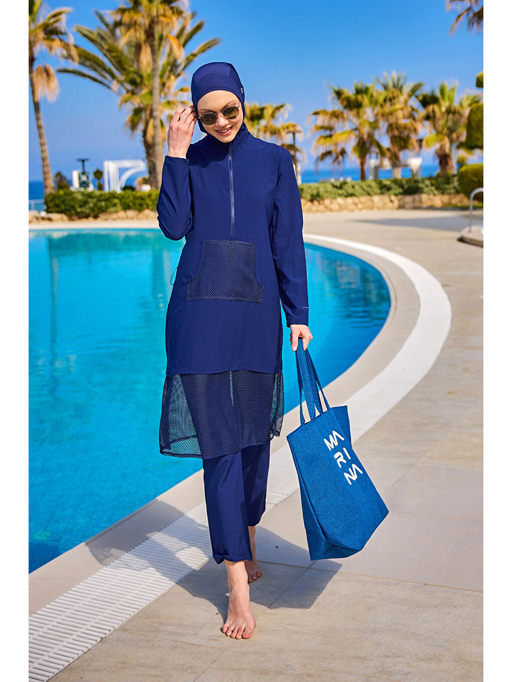 Tam Kapalı Tesettür Mayo M2508-2 Lacivert-1