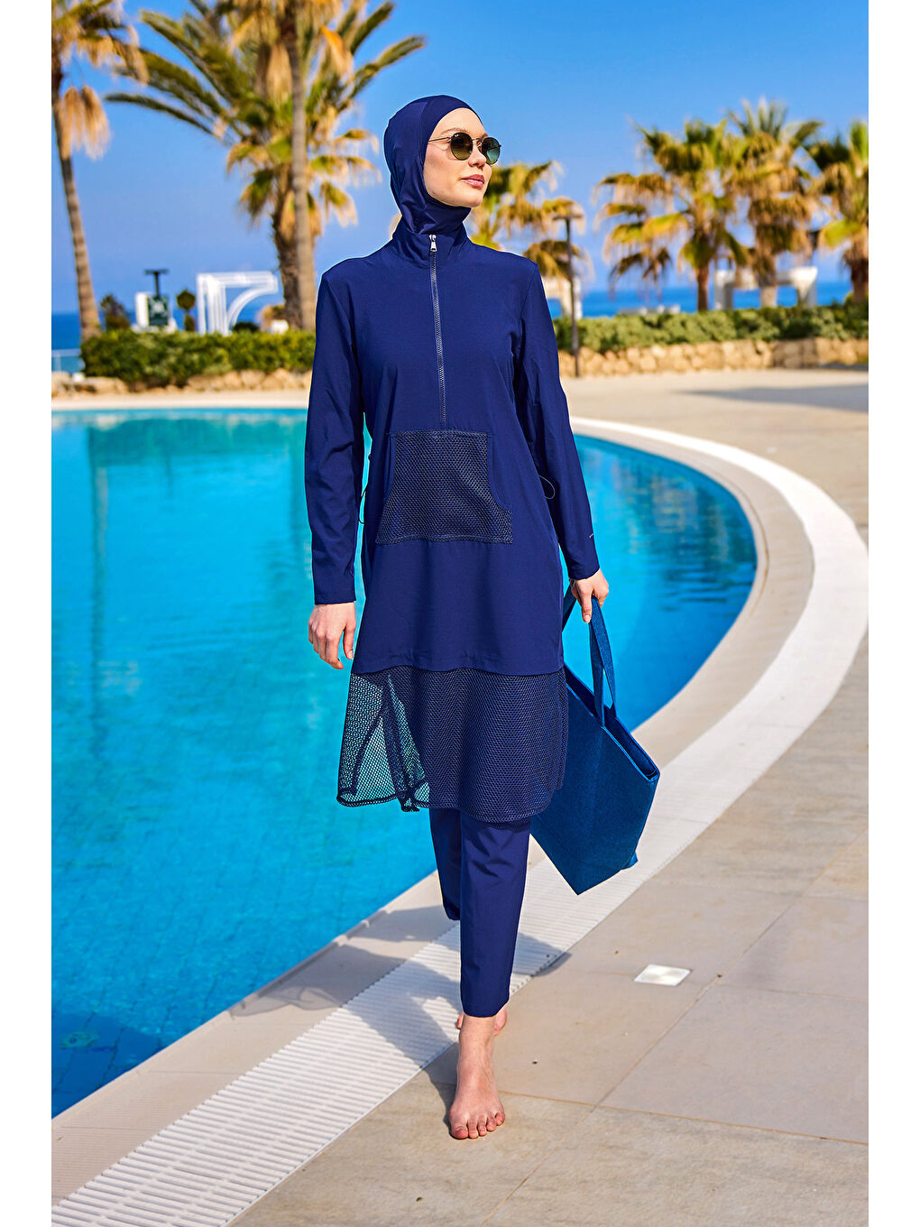 Tam Kapalı Tesettür Mayo M2508-2 Lacivert-3