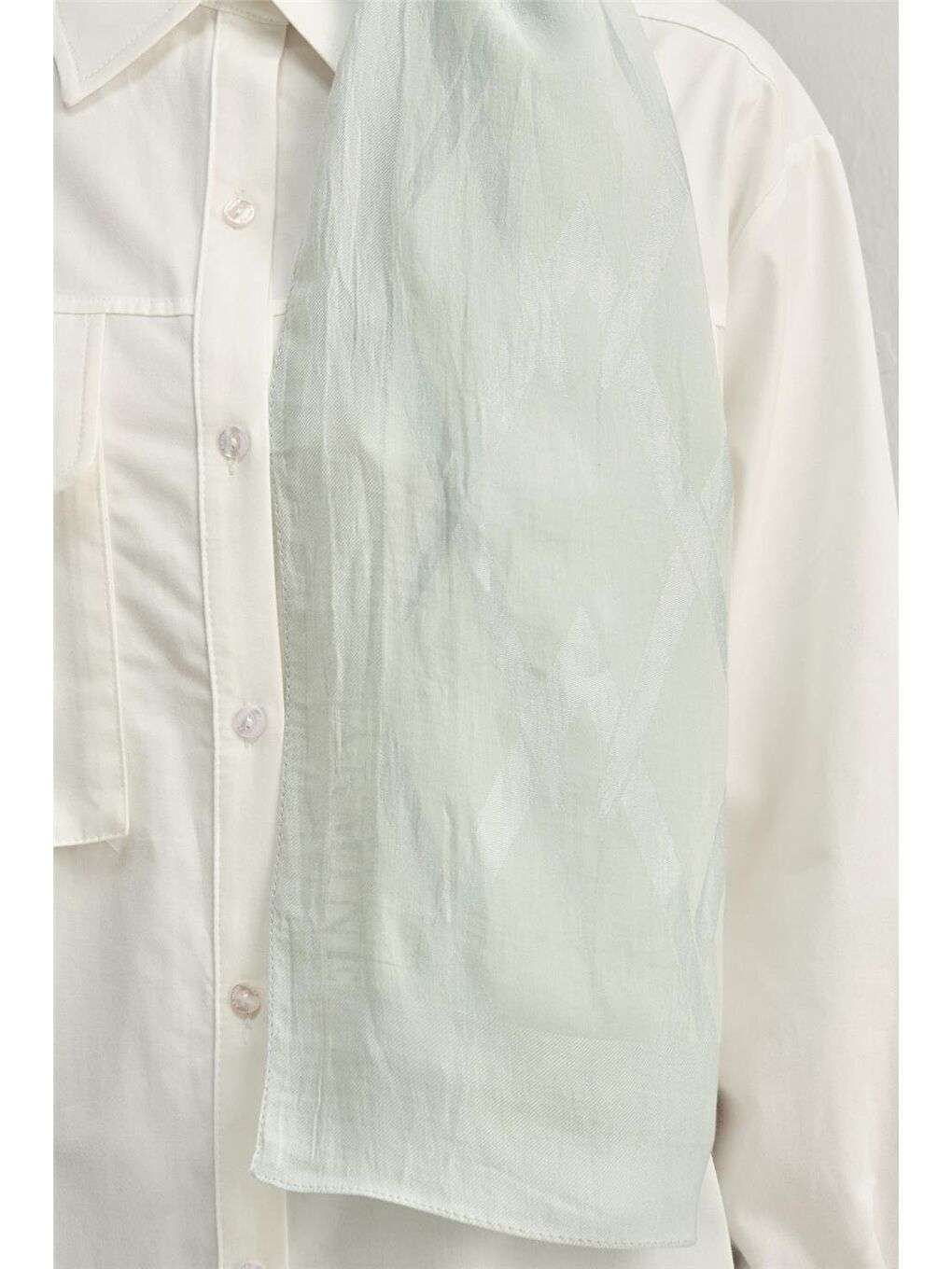 Yeşil Lyocell Naia Zikzak Desen Şal 1113-18-2