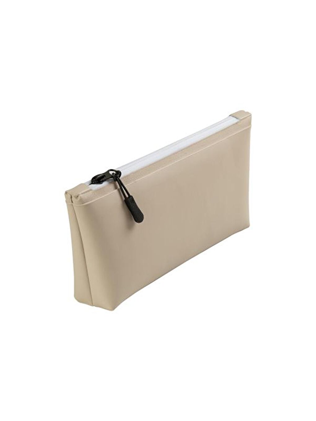 Make Up Deri Görünümlü Geniş Kozmetik Çantası - Bej-1