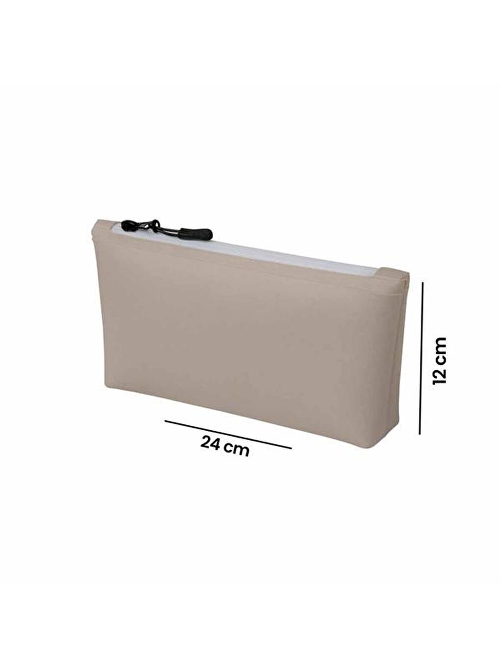 Make Up Deri Görünümlü Geniş Kozmetik Çantası - Bej-2