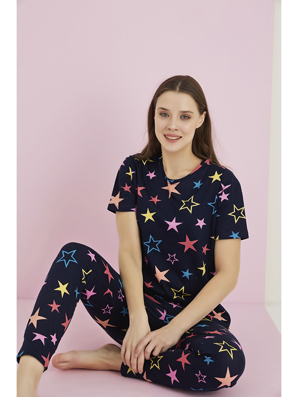 Lacivert Penye Pijama Takımı 7091-1