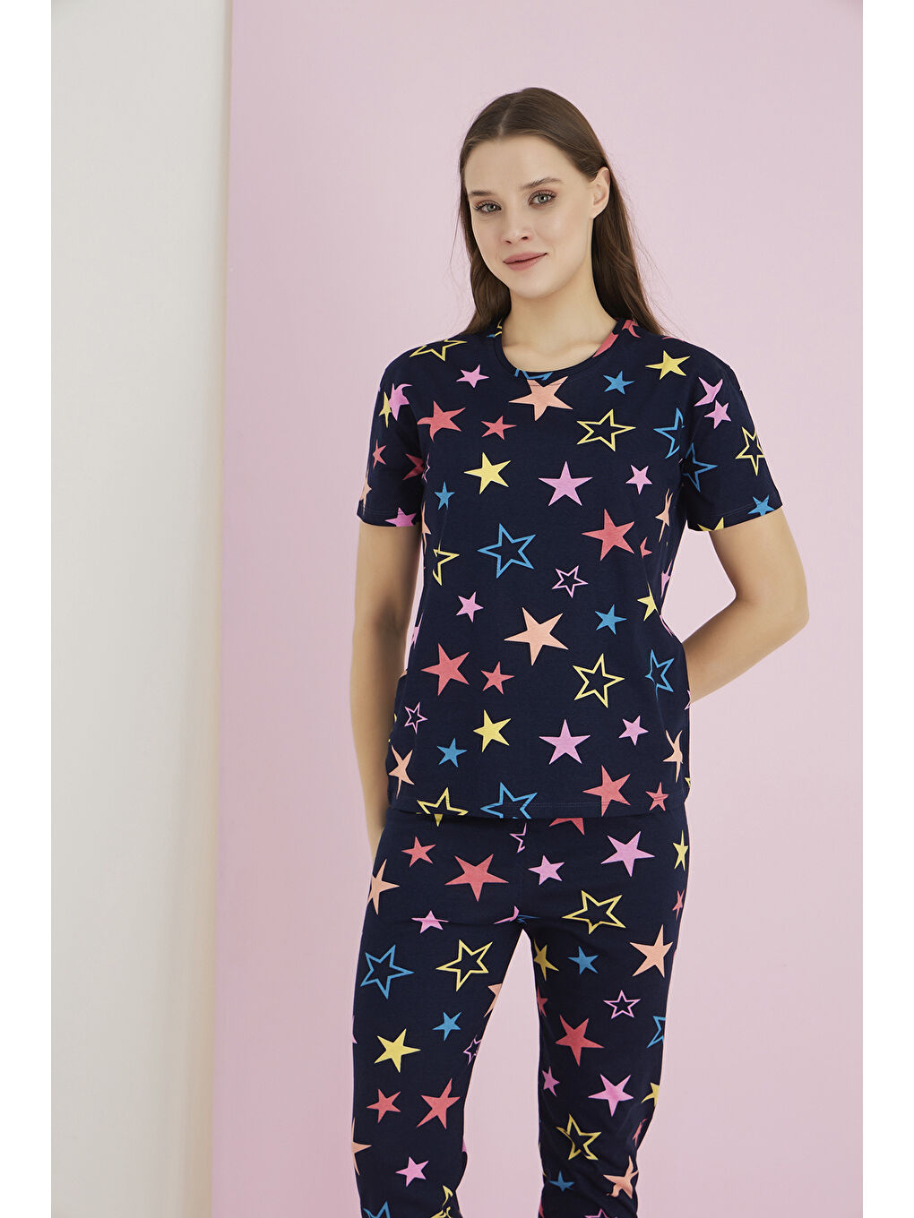 Lacivert Penye Pijama Takımı 7091-1-1