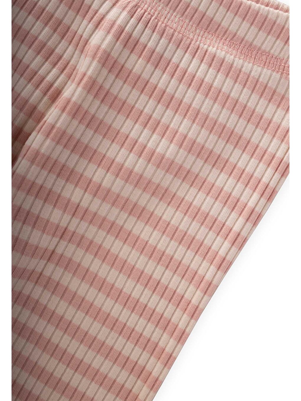 Pembe Kız Çocuk Desenli Çizgili Tayt-1