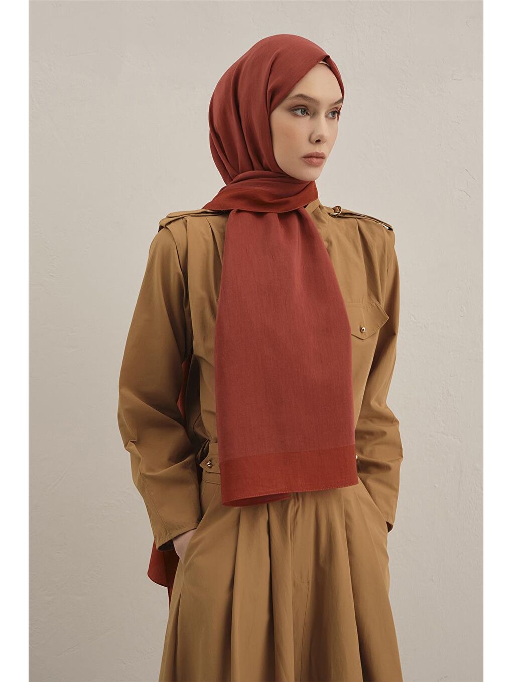 Turuncu Bordürlü Lyocell Şal 35