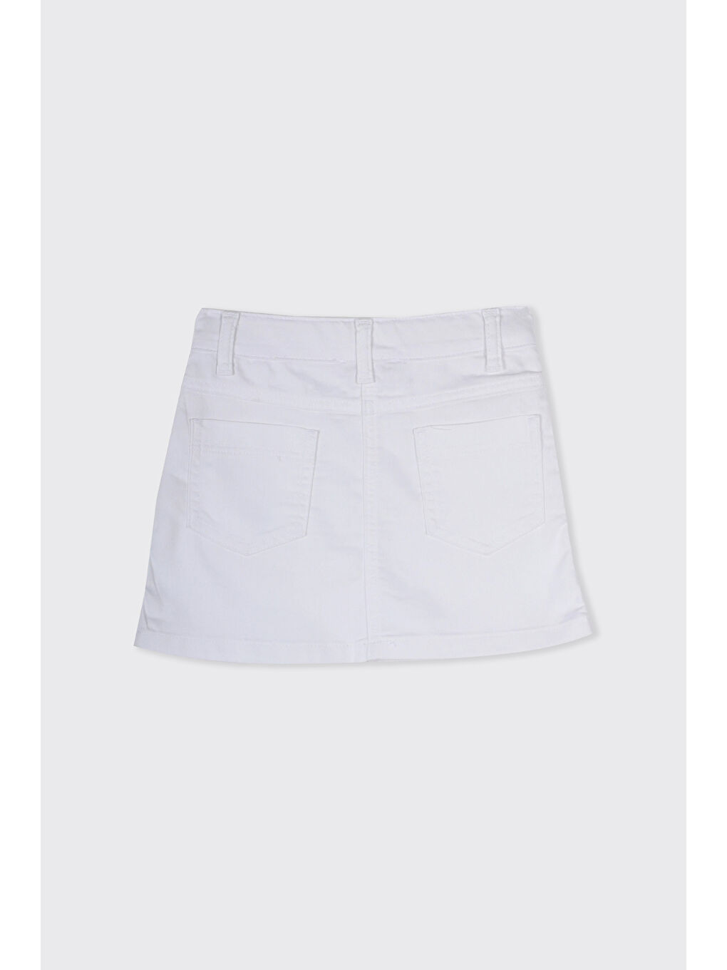 Kız Çocuk Düğme Detaylı Beyaz Etek-1