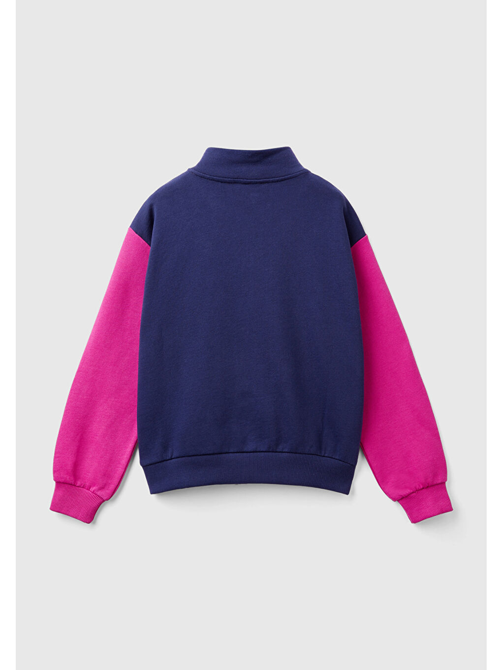 United Colors Of Benetton Kız Çocuk Lacivert Mix Parıltılı Logo Baskılı Fermuarlı Cepli Yüksek Yaka Sweatshirt - 1