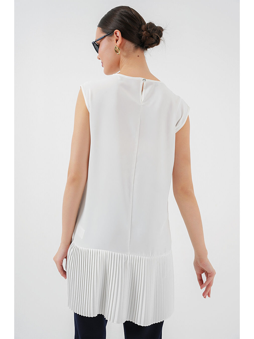 Kadın Piliseli Kolsuz İçlik 2493 - Beyaz-5