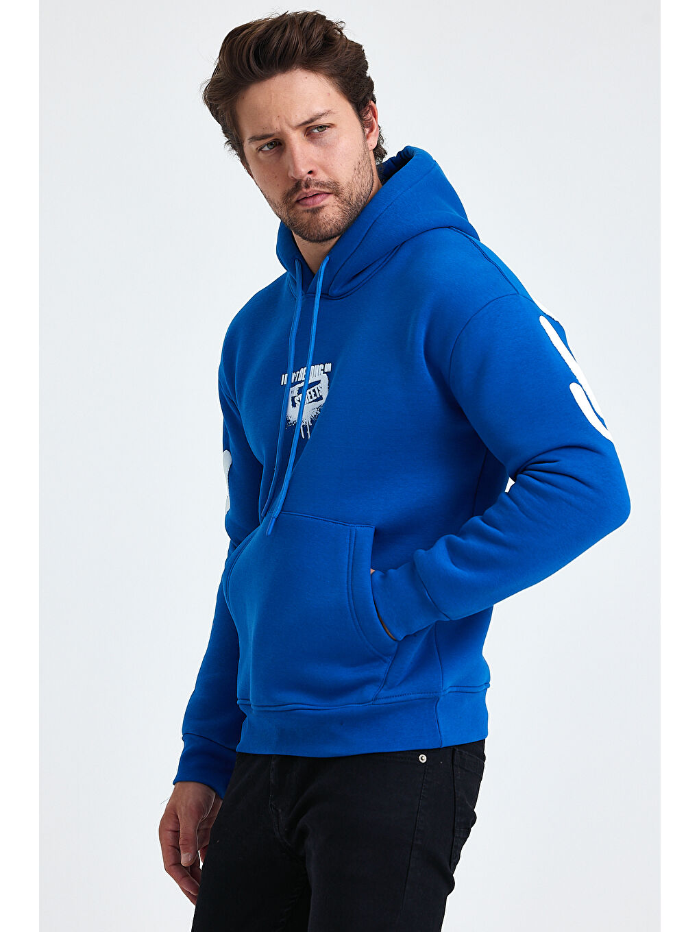 Tarz Cool Saks Erkek Standart Fit Normal Kesim Içi Polarlı 3 Iplik Kapüşonlu Pamuklu Sweatshirt - 3