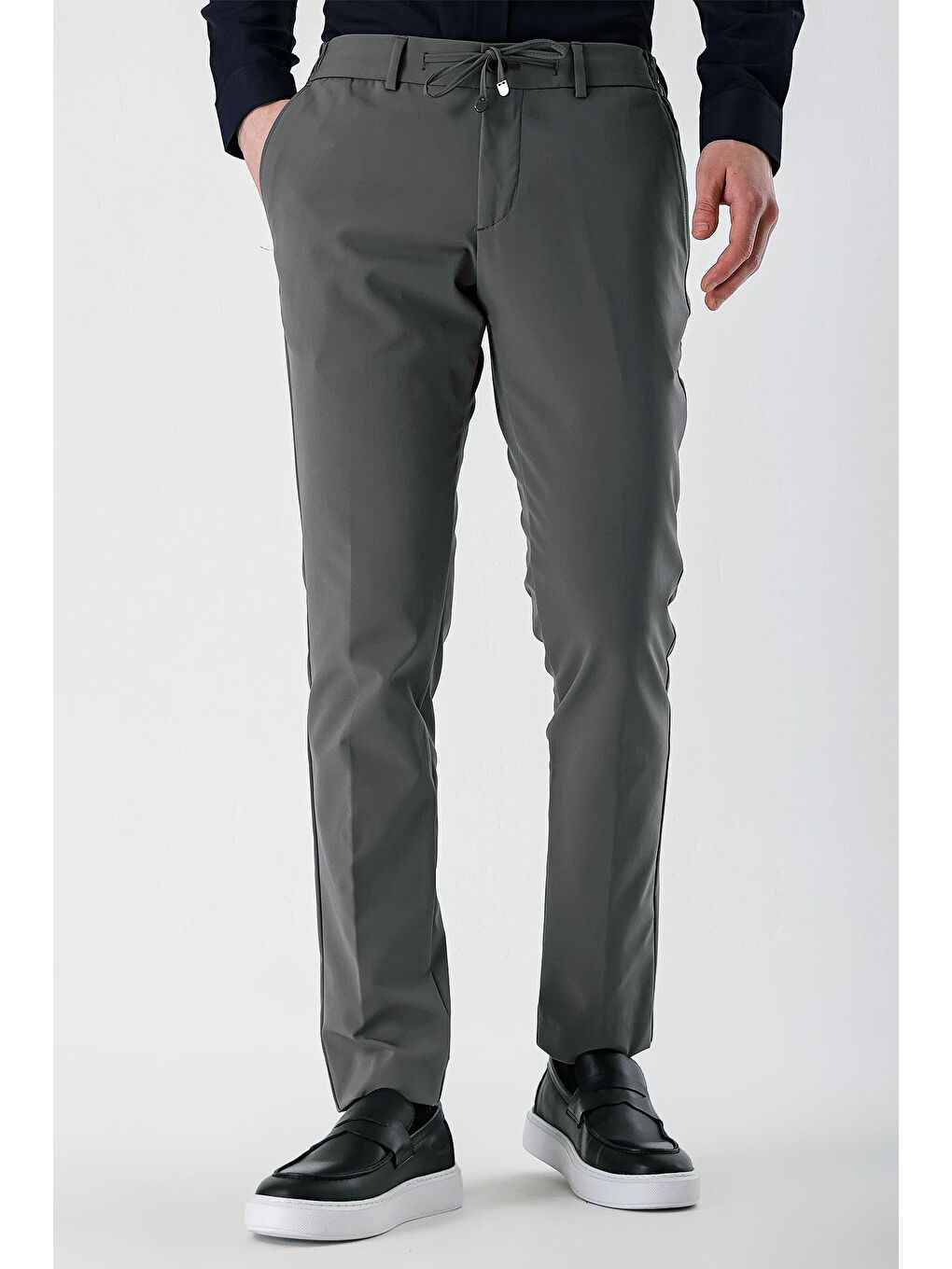 Koyu Gri Esnek Lastikli Yandan Cepli Casual Slim Fit Jogger Pantolon 1003240155