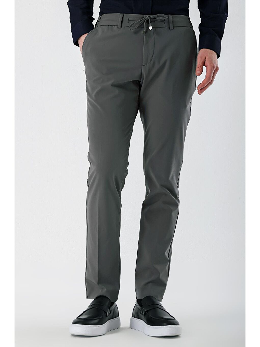 Koyu Gri Esnek Lastikli Yandan Cepli Casual Slim Fit Jogger Pantolon 1003240155-2