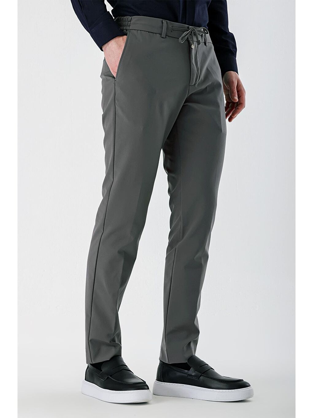 Koyu Gri Esnek Lastikli Yandan Cepli Casual Slim Fit Jogger Pantolon 1003240155-3