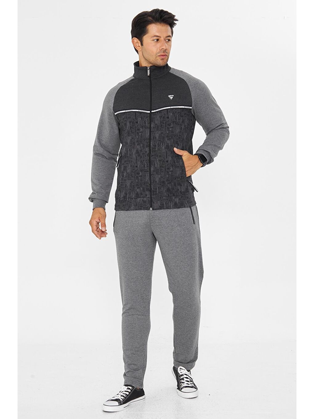Erkek Tam Fermuarlı Eşofman Takımı Antrasit 5817-A-1