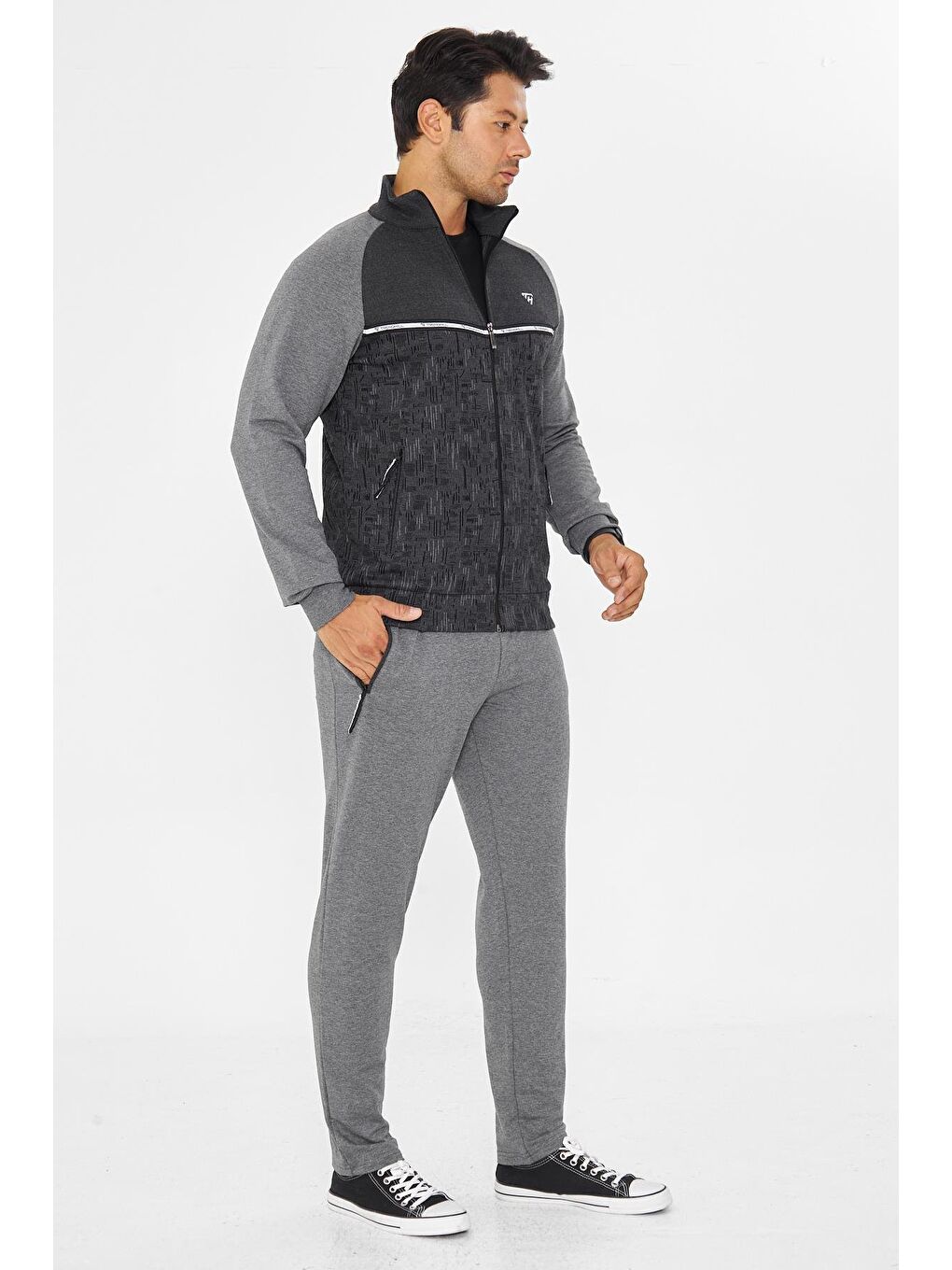 Erkek Tam Fermuarlı Eşofman Takımı Antrasit 5817-A-2