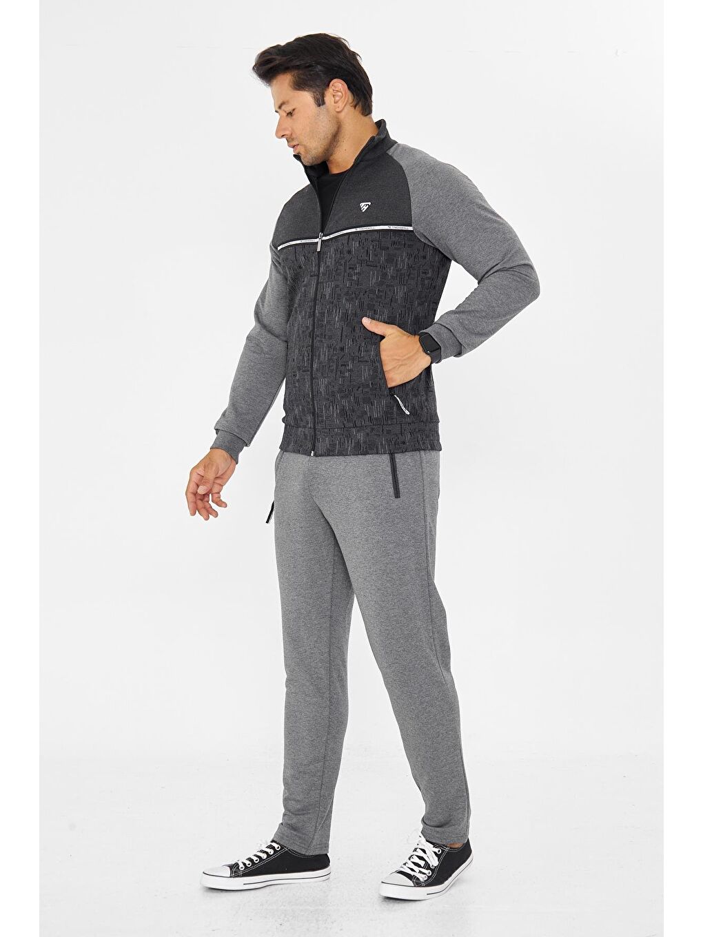 Erkek Tam Fermuarlı Eşofman Takımı Antrasit 5817-A-3