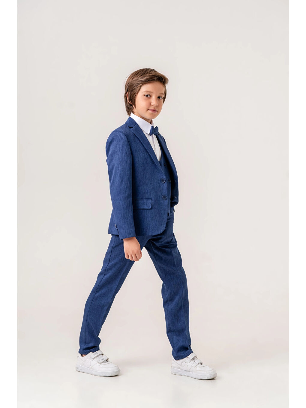 Mavi Papyonlu Ceketli Takım Elbise 4022-1