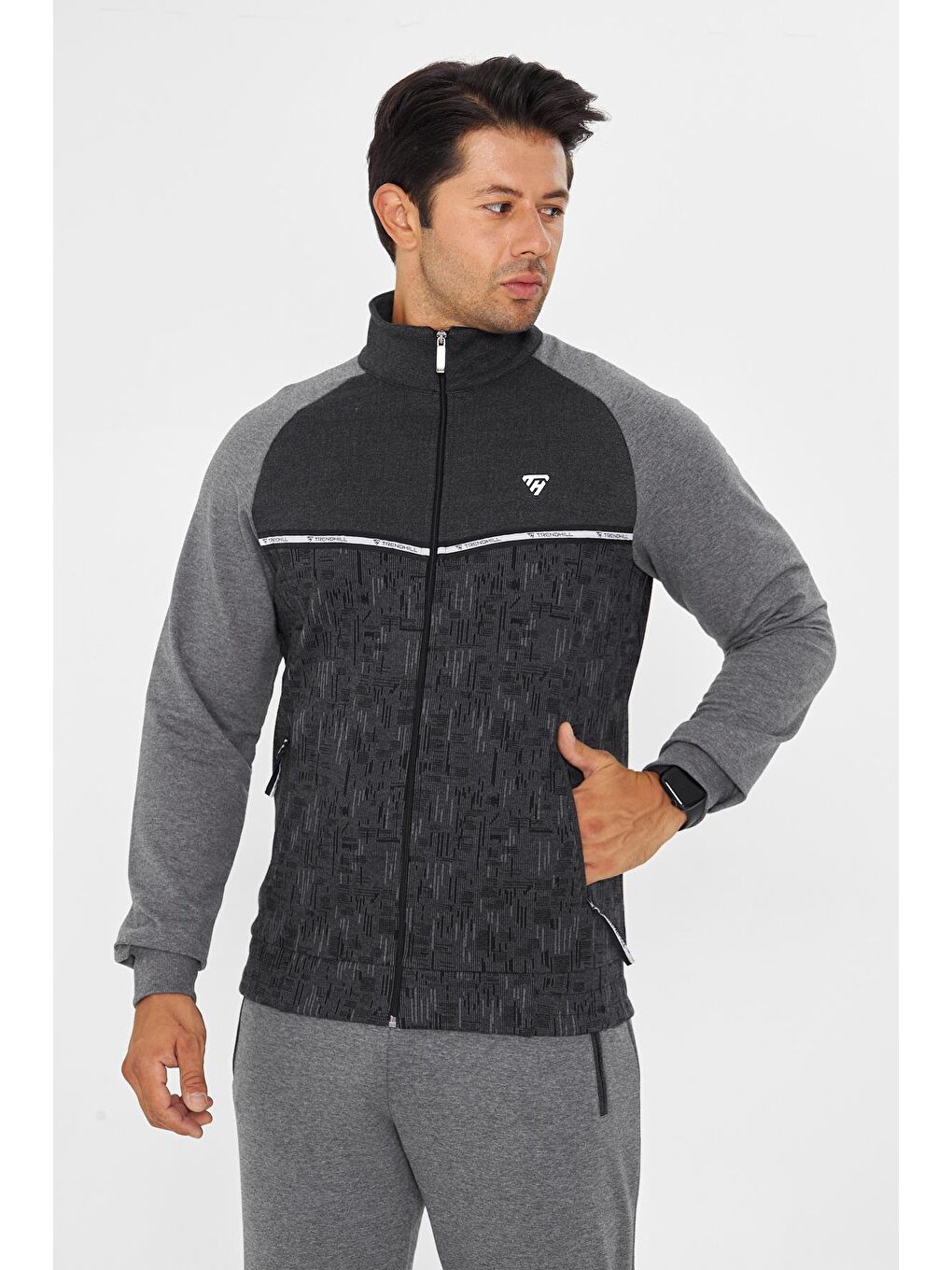 Erkek Tam Fermuarlı Eşofman Takımı Antrasit 5817-A-5