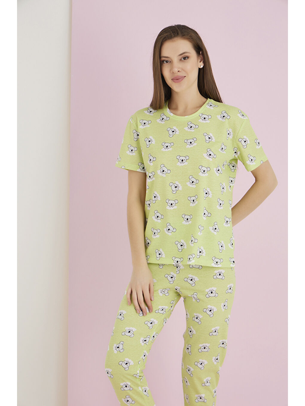 Yeşil Penye Pijama Takımı 7091-17-1